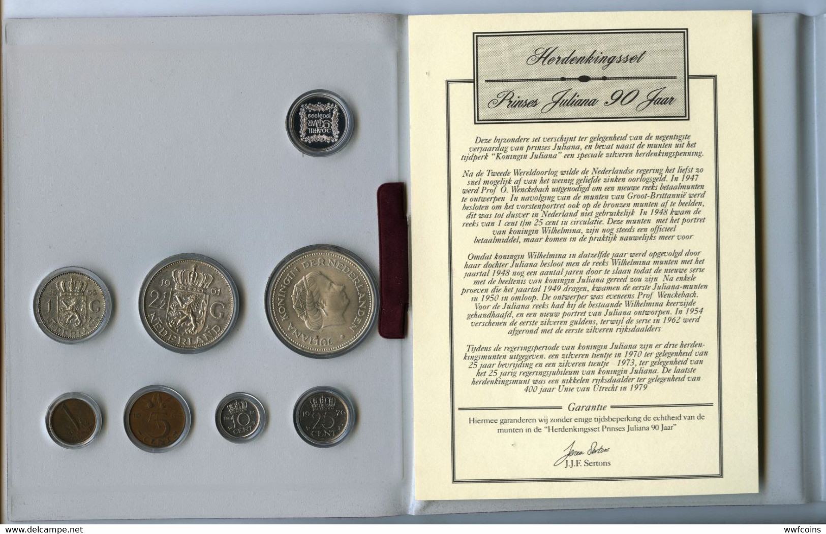 NETHERLANDS OLANDA SET 1-5-10-25 CENT + 1-2,5-10 GULDEN ARGENTO + MEDAGLIA ARGENTO CON GARANZIA - Mint Sets & Proof Sets