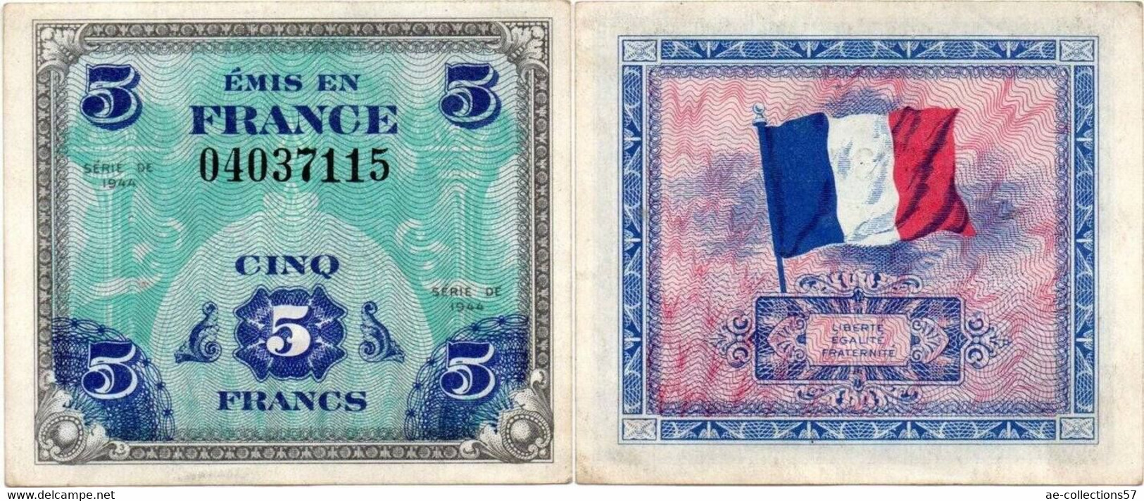 5 Francs 1944 Drapeau SPL - 1944 Vlag/Frankrijk