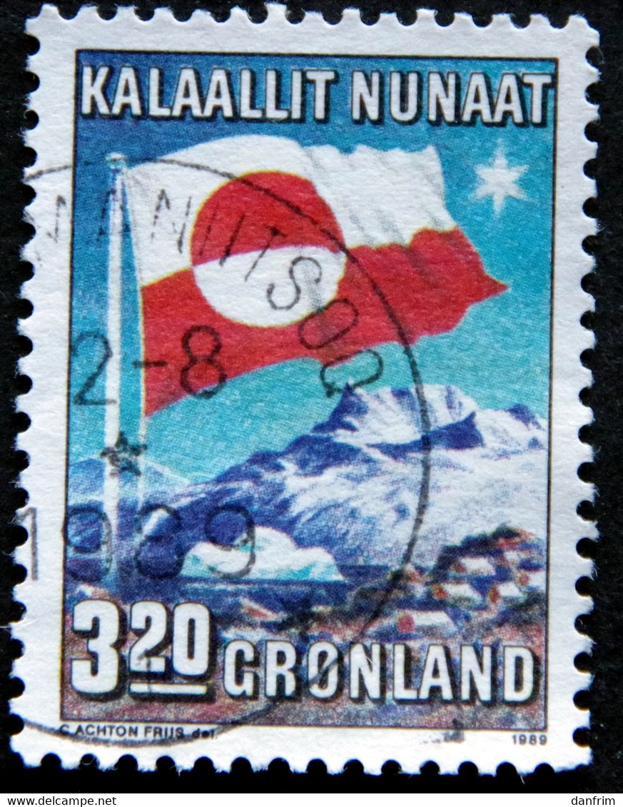 Greenland 1989 10th. Anniversary Internal Autonomy FLAG   MiNr.195  ( Lot  H 751  ) - Gebruikt