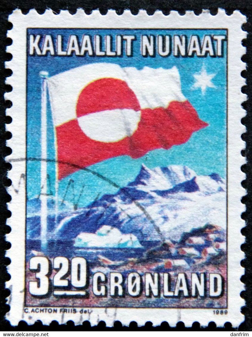 Greenland 1989 10th. Anniversary Internal Autonomy FLAG   MiNr.195  ( Lot  H 752  ) - Oblitérés