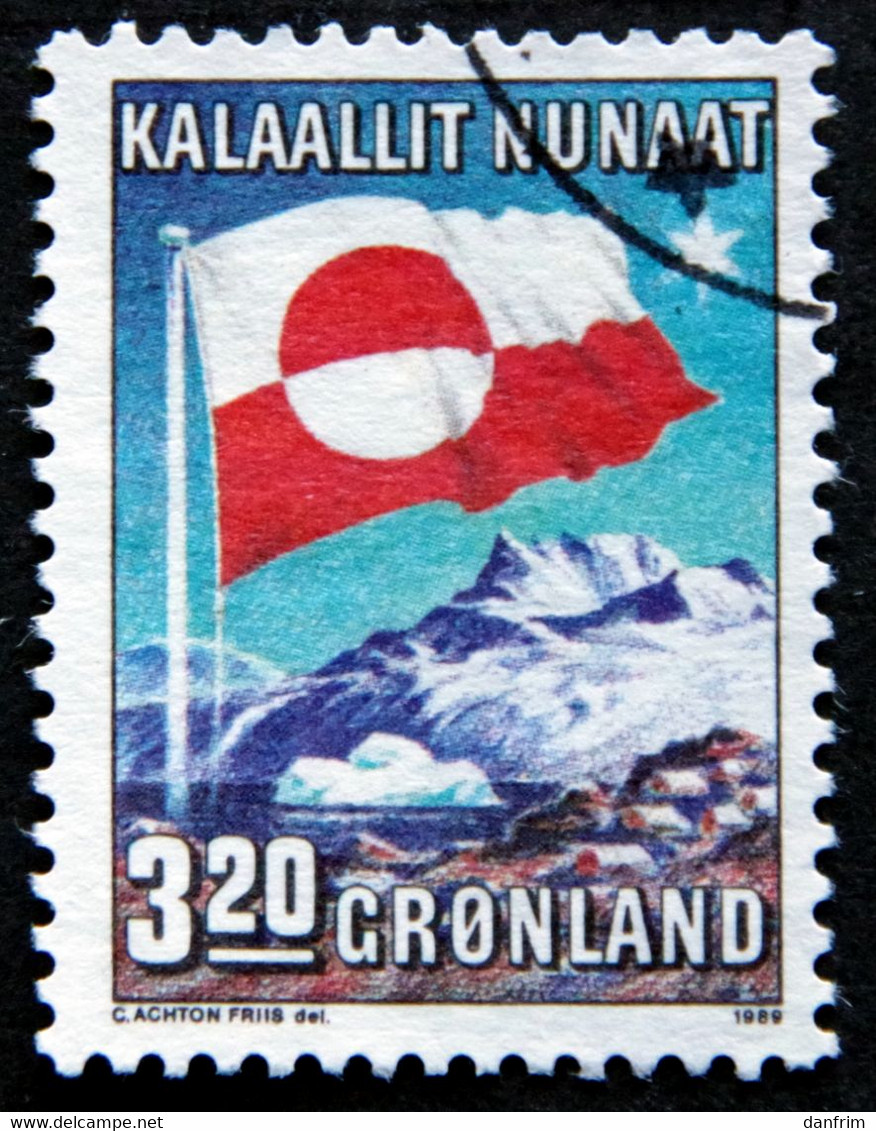 Greenland 1989 10th. Anniversary Internal Autonomy FLAG   MiNr.195  ( Lot  H 753  ) - Gebruikt