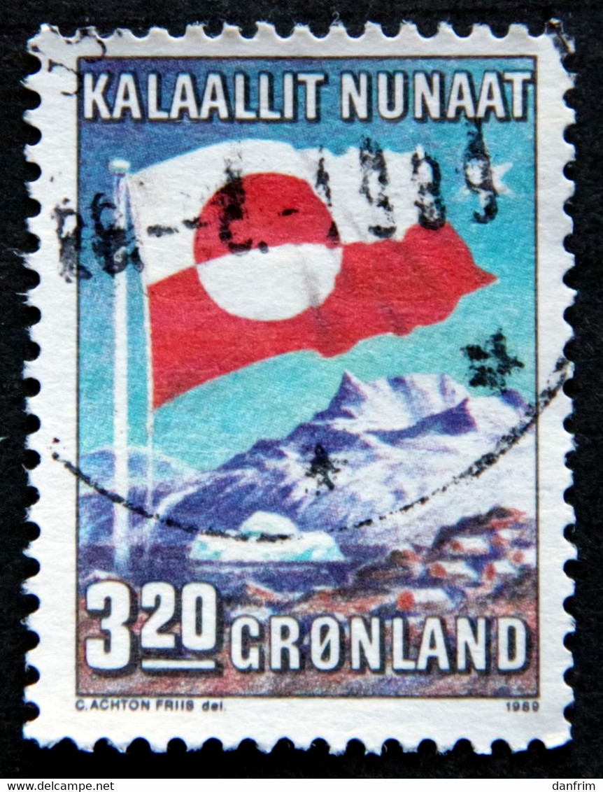 Greenland 1989 10th. Anniversary Internal Autonomy FLAG   MiNr.195  ( Lot  H 756  ) - Gebruikt