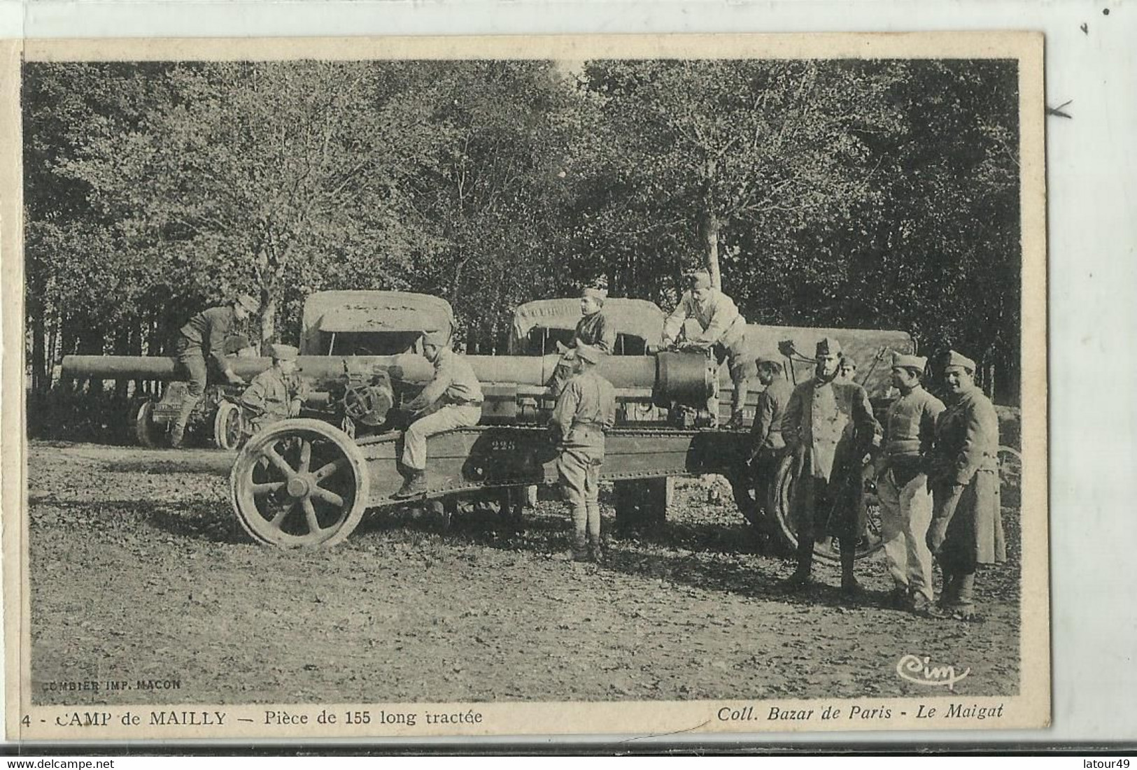 Camp Du Mailly Piece De 155 Long Tractee - Matériel