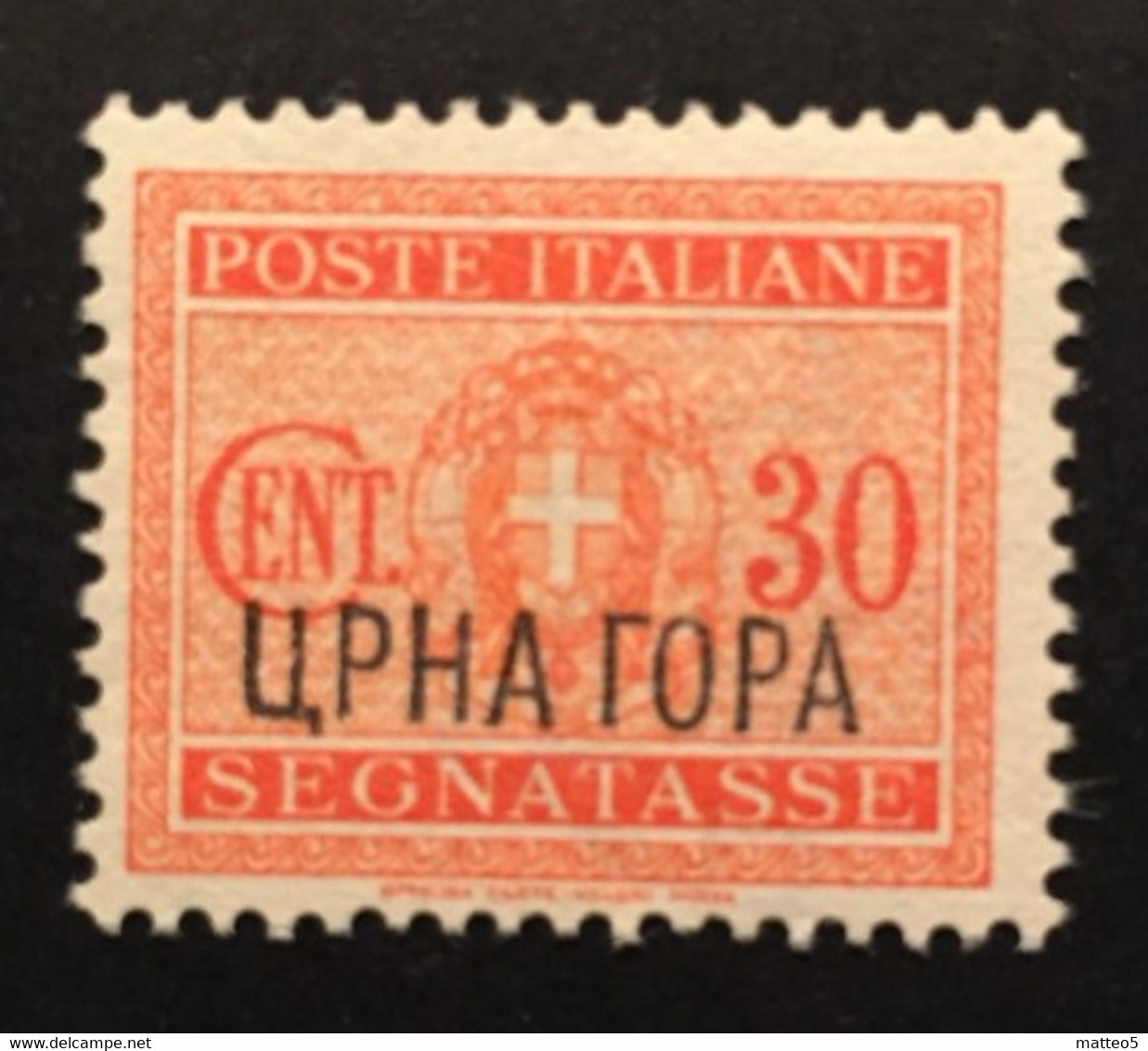 1941 - Italia - Occupazione Montenegro - Segnatasse - Cent. 30  - Soprastampa UPHA TOPA - Nuovo - Montenegro