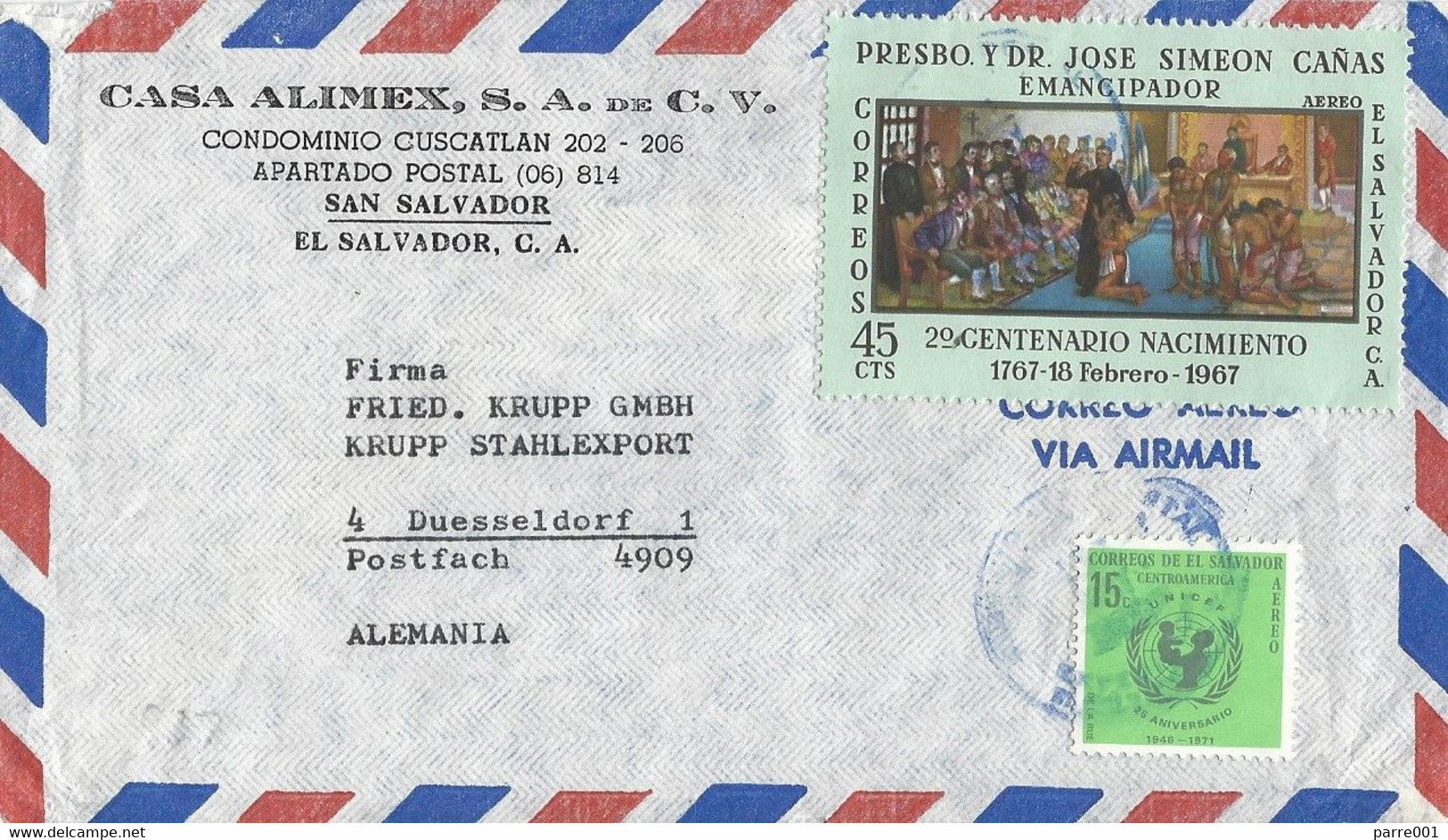 El Salvador 1973 San Salvador UNICEF Democracy Independence Cover - UNICEF