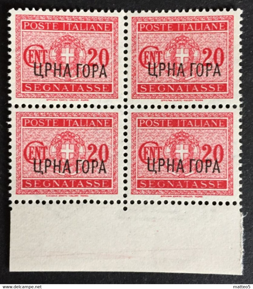 1941 - Italia - Occupazione Montenegro - Segnatasse - Cent. 20  - Soprastampa UPHA TOPA - Nuovo - Quartina - Montenegro