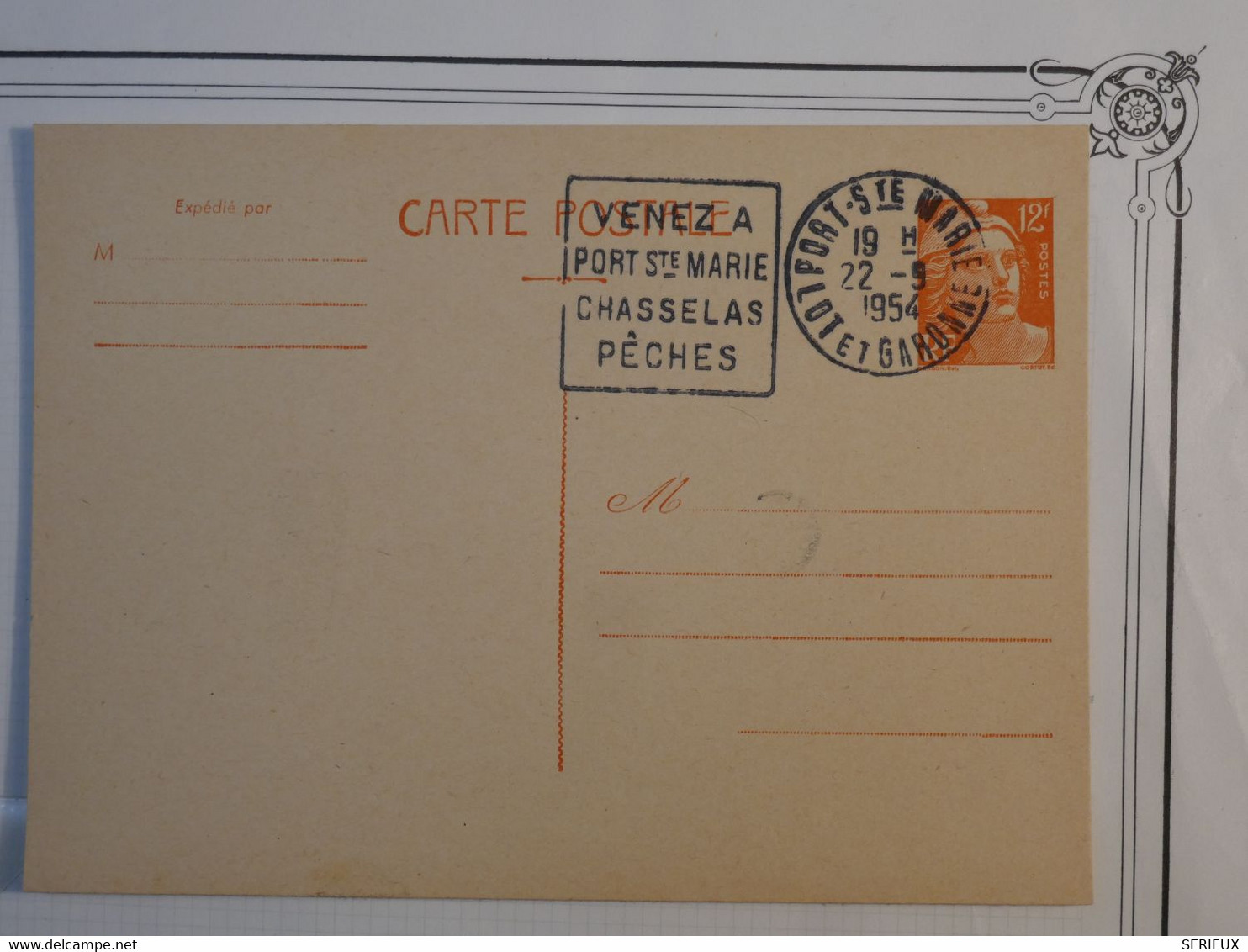 BK15  FRANCE CARTE   ENTIER  12F  1954 PORT STE MARIE  +AFF. PLAISANT  +++ - Sonstige & Ohne Zuordnung