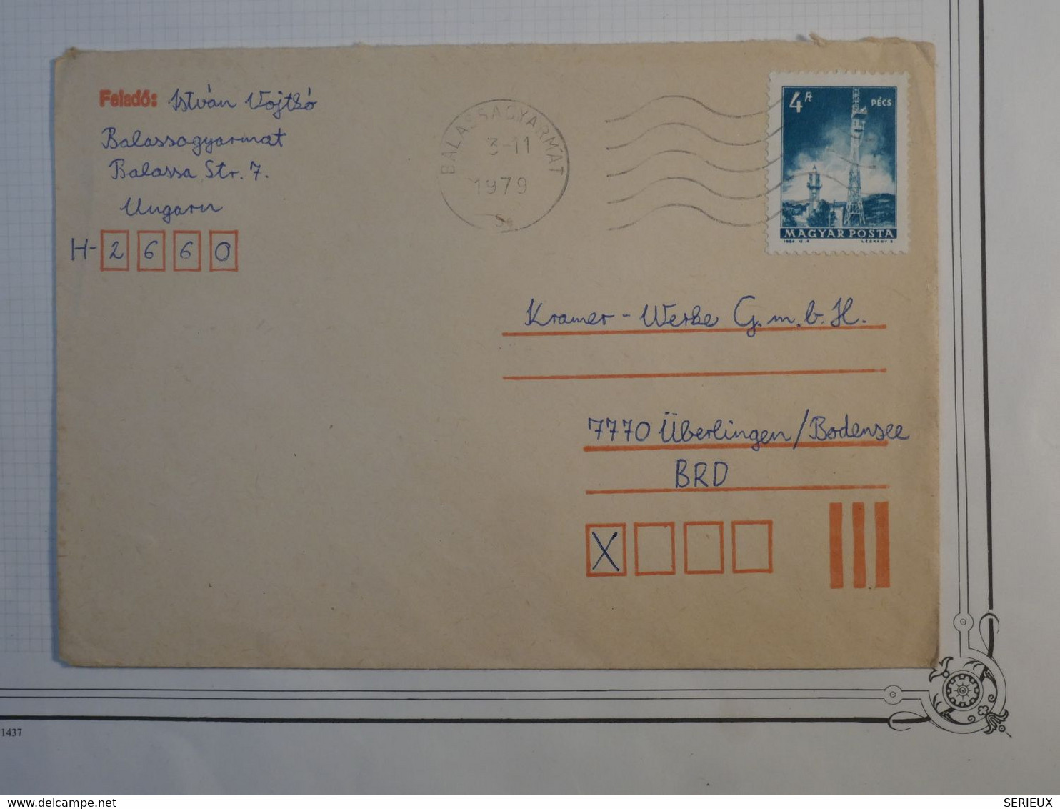 BK15 HUNGARY   BELLE LETTRE  1979 BALASS. A UBERLINGEN GERMANY ++AFF.PLAISANT +++ - Cartas & Documentos