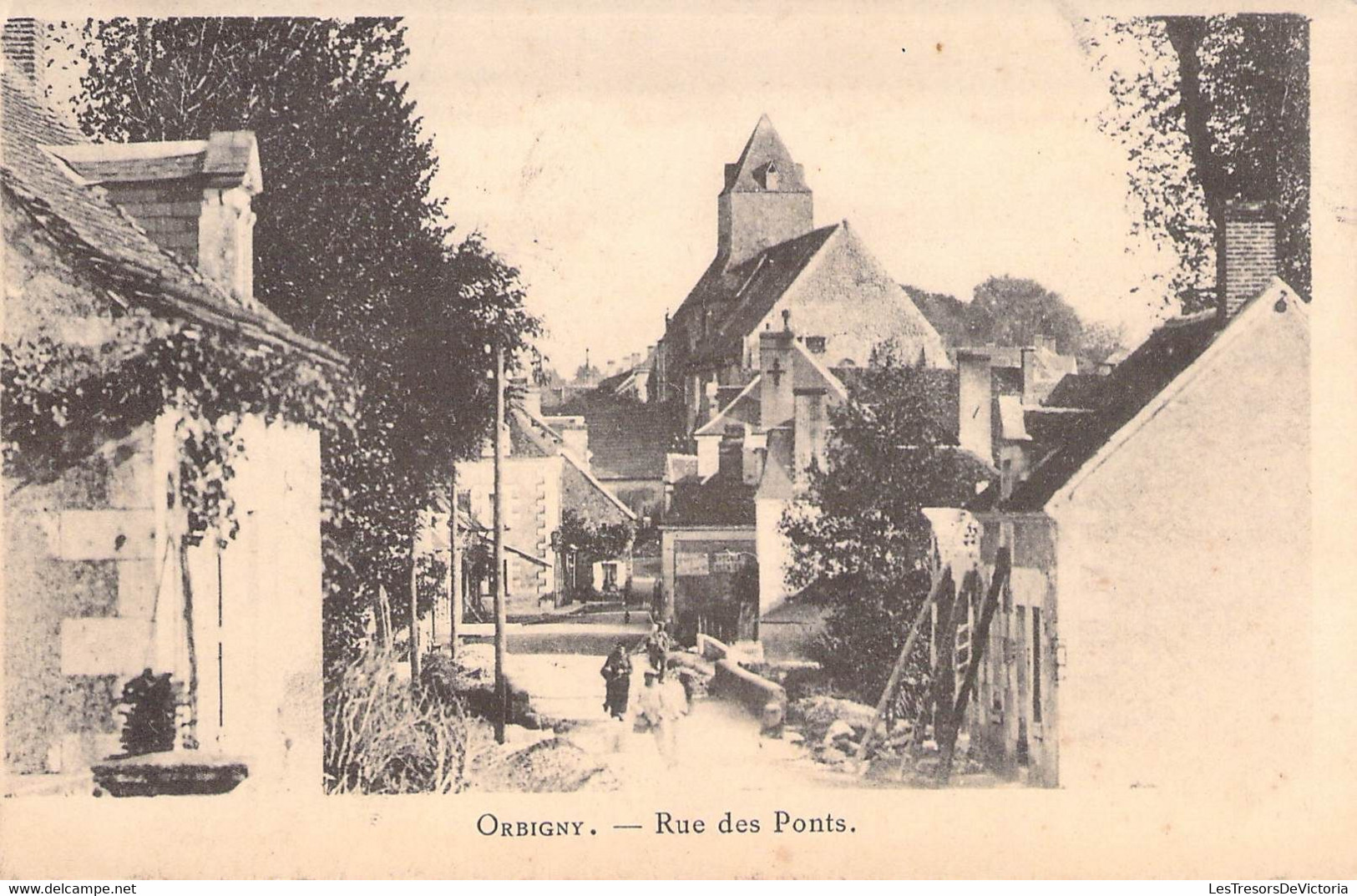 CPA France - Indre Et Loire - Orbigny - Rue Des Ponts - Animée - Oblitérée Montrésor Et Loches Septembre 1906 - Autres & Non Classés