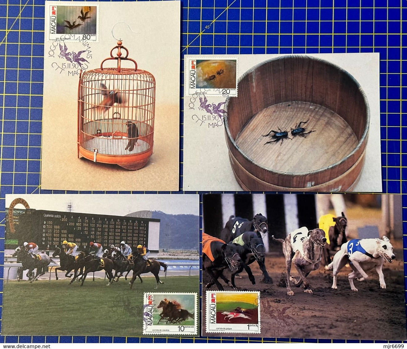 MACAU - 1990  GAMES WITH ANIMALS ISSUE SET OF 4 MAX CARD (CANCEL - FIRST DAY) - Cartoline Maximum