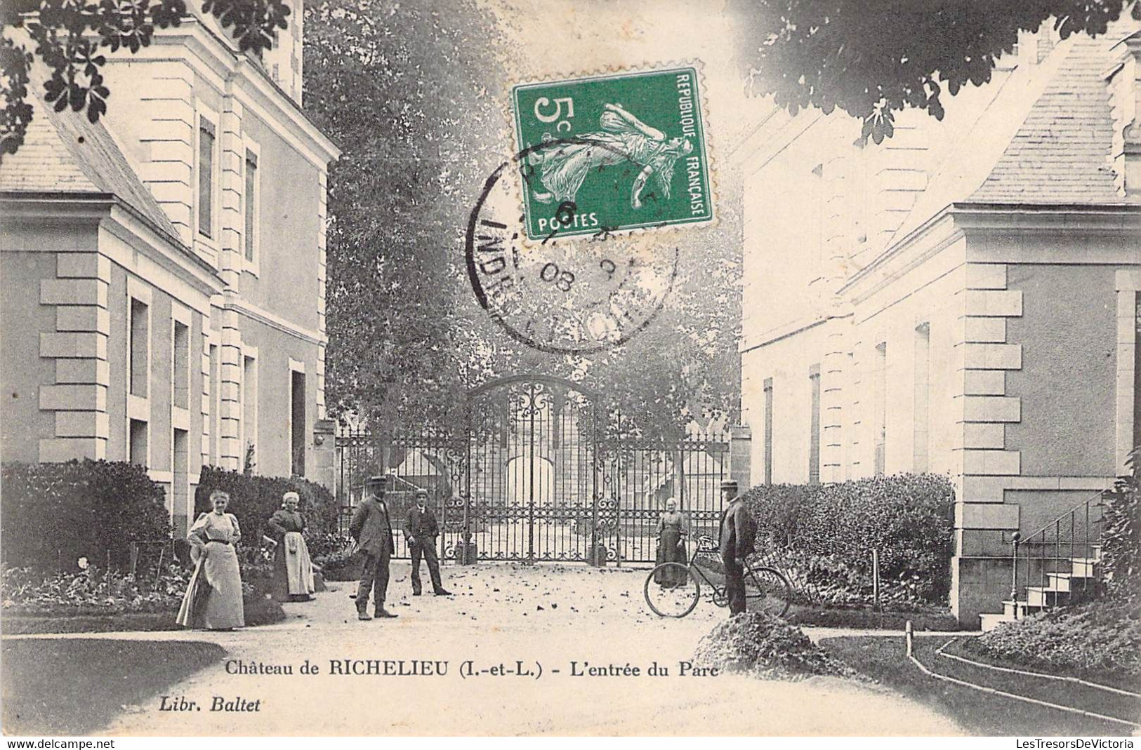 CPA France - Indre Et Loire - Château De Richelieu - L'entrée Du Parc - Libr. Baltet - Oblitérée Ronfleur 1903 - Autres & Non Classés