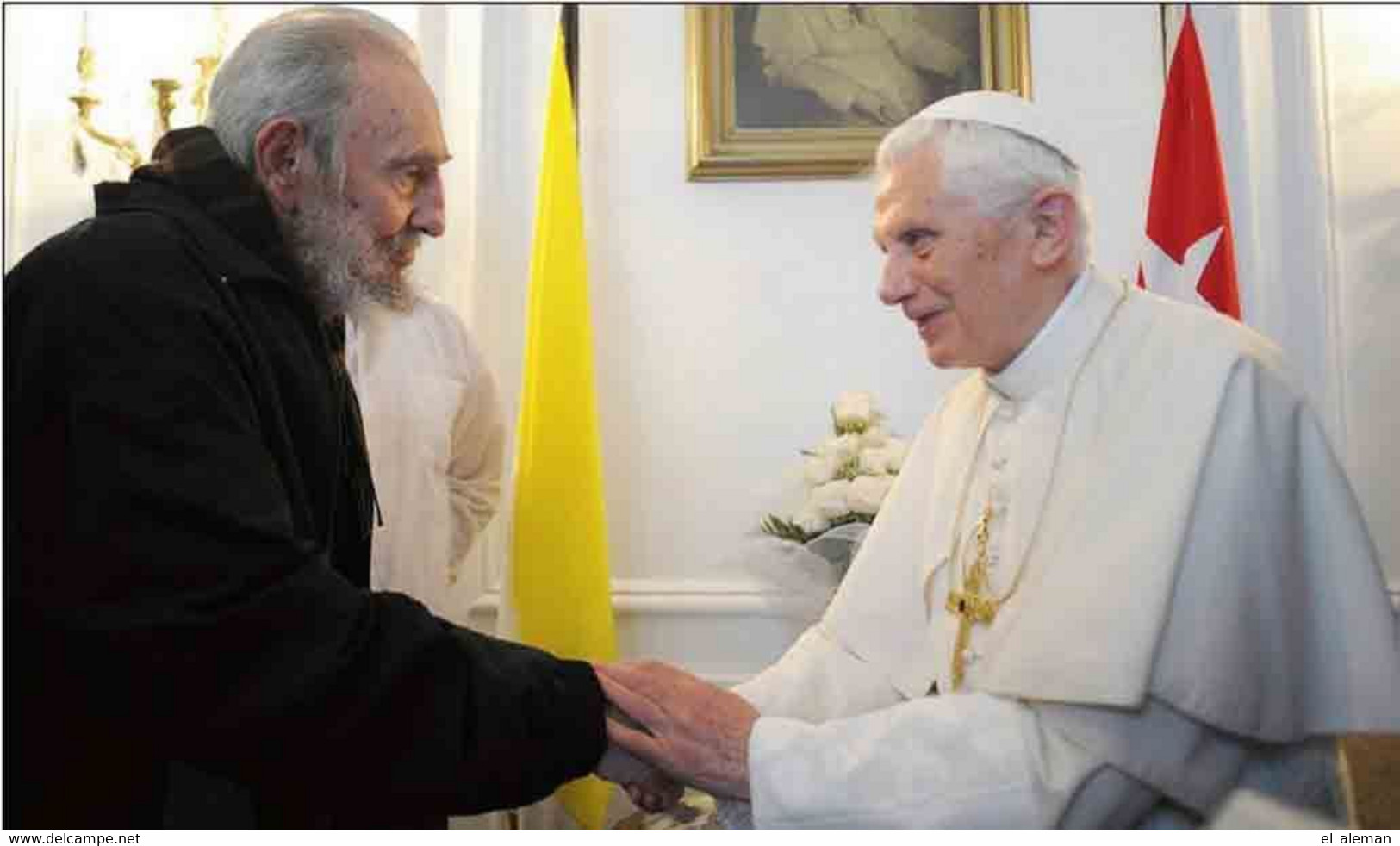 Papst Benedikt XVI Und Fidel Castro, Havanna, Foto + Gedenkmünze Versilbert, Kuba, Cuba - Other - America