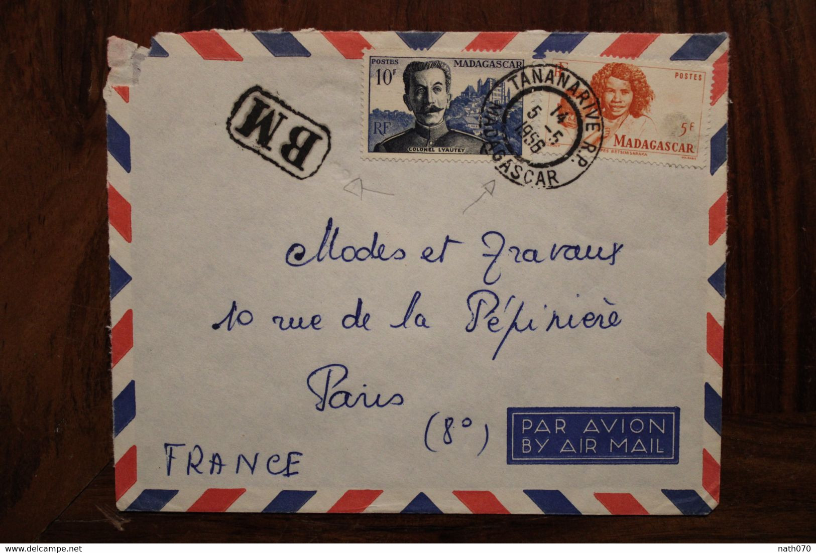 1956 BM Madagascar France Cover Air Mail Boîte Mobile - Storia Postale