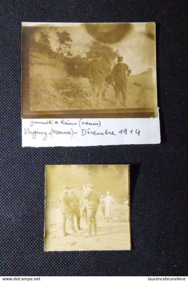 DEUX PHOTOGRAPHIES ORIGINALES  - YANNICK DE RAIME (CANNE) - VIRGINY (MARNE)  -  DECEMBRE 1914 - War, Military