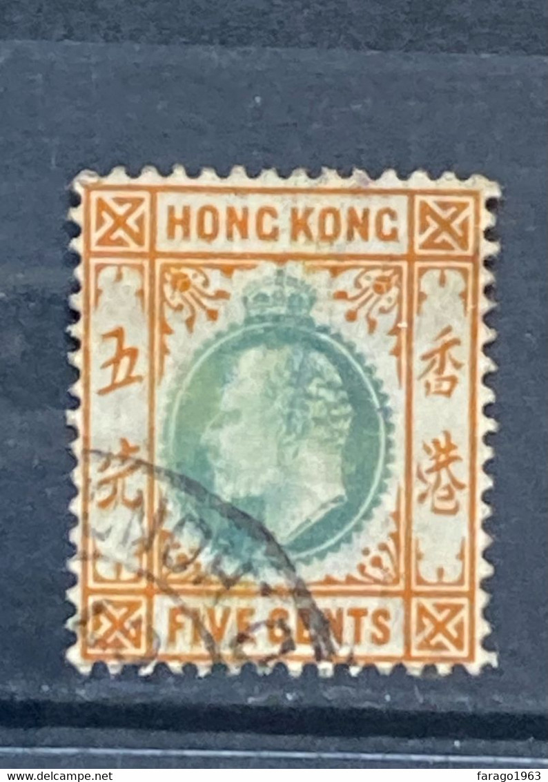 1906 Hong Kong KE VII 5c Dull Green & Brown Orange Used - Usados