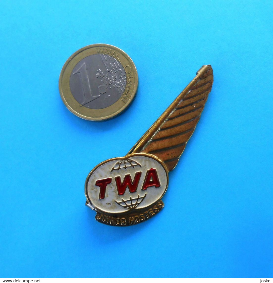 TWA (Trans World Airlines) Junior Hostess * Vintage Large Metal Tin Wings Badge Airways Airline Air Company USA - Distintivi Equipaggio