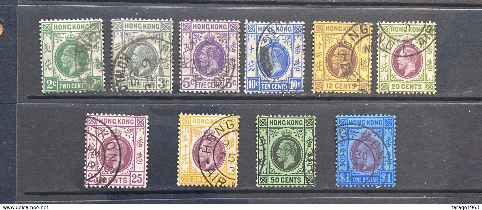 1921 Hong Kong KGV  2c//$1  Ten (10) Different Stamps VF CDS Used - Usados