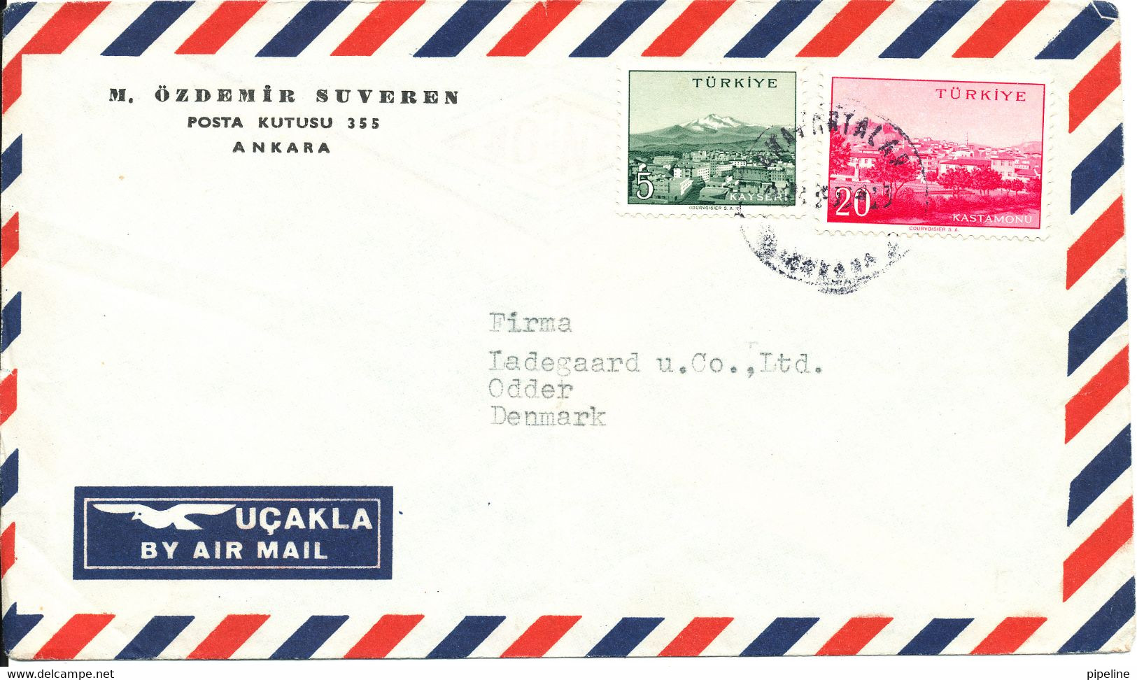 Turkey Air Mail Cover Sent To Denmark (the Cover Is Bended) - Corréo Aéreo