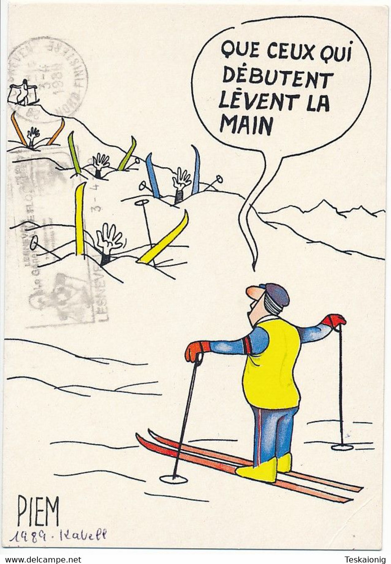 PIEM. Série LES MORDUS DU SKI. Leçon De Ski. Skieurs Et Moniteurs. "Que Ceux Qui Débutent Lèvent La Main" - Piem