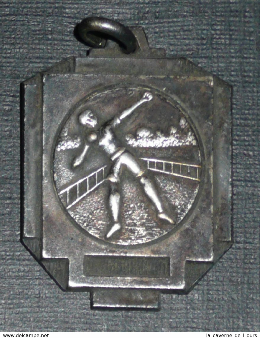 Rare Ancienne Médaille En Métal Argenté Art Déco Lancer De Poids Poid - Athlétisme