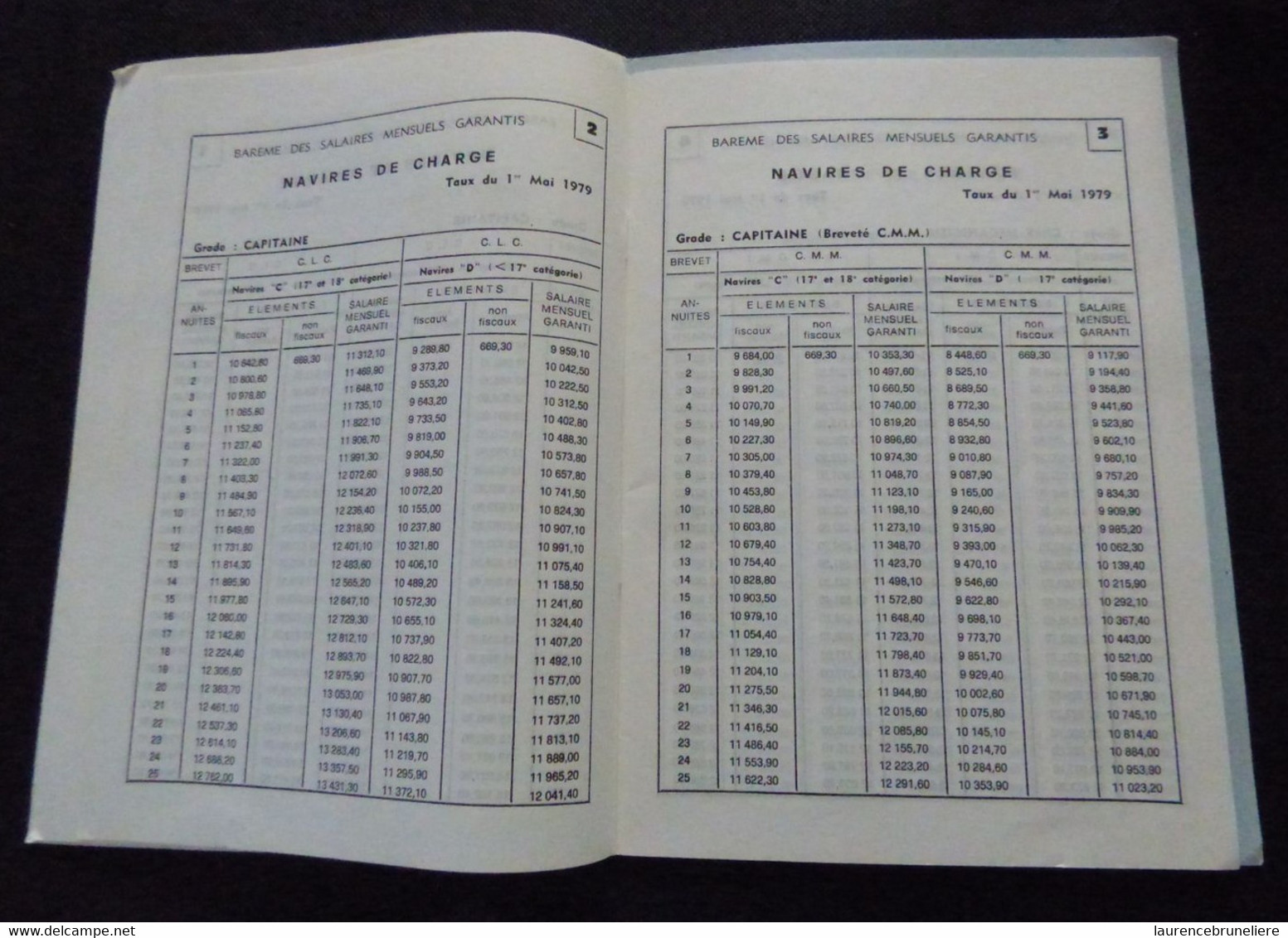 COMPAGNIE GENERALE MARITIME - REGLEMENT DES SOLDES DES ETATS-MAJORS (STATUT) - 1979 PLUS LIVRET BAREMES DES SALAIRES - Non Classés