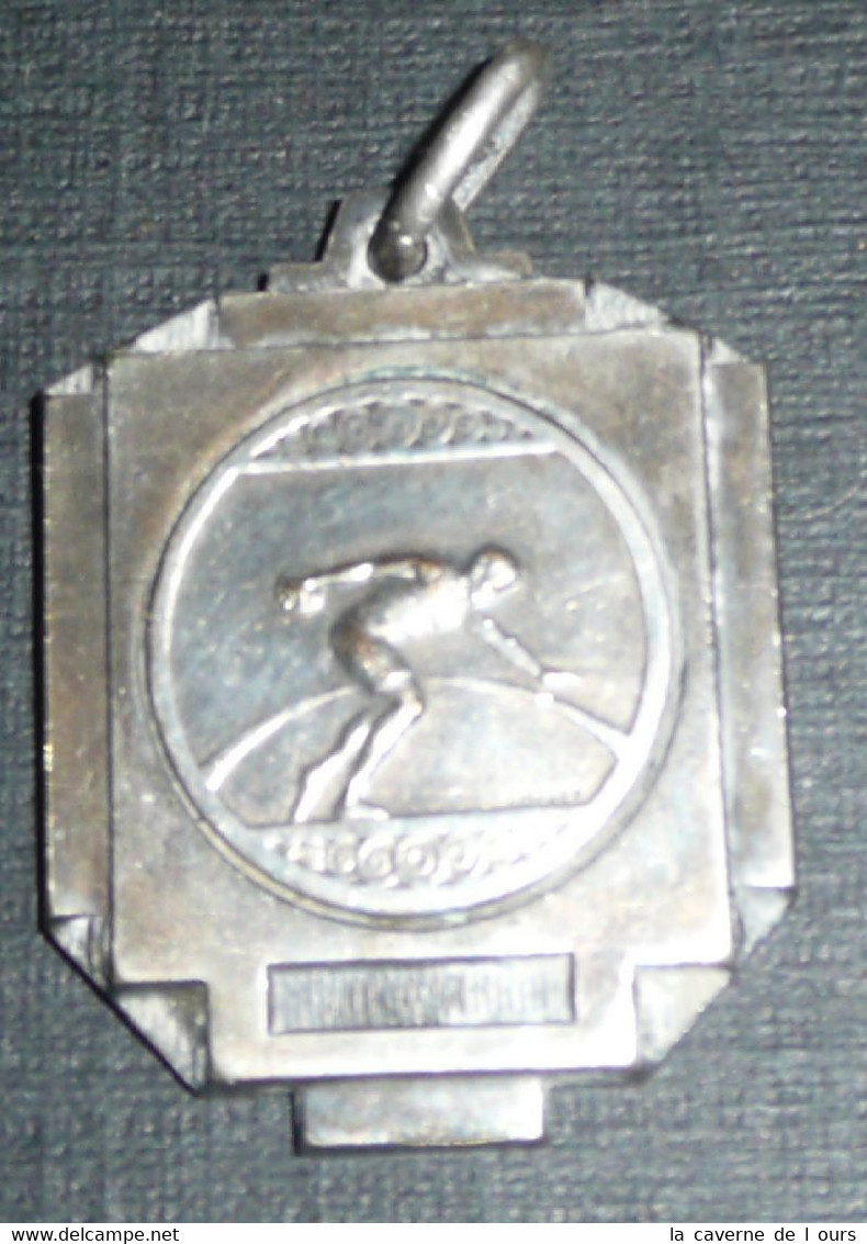 Rare Ancienne Médaille En Métal Argenté Art Déco Lancer De Disque Disques - Athlétisme