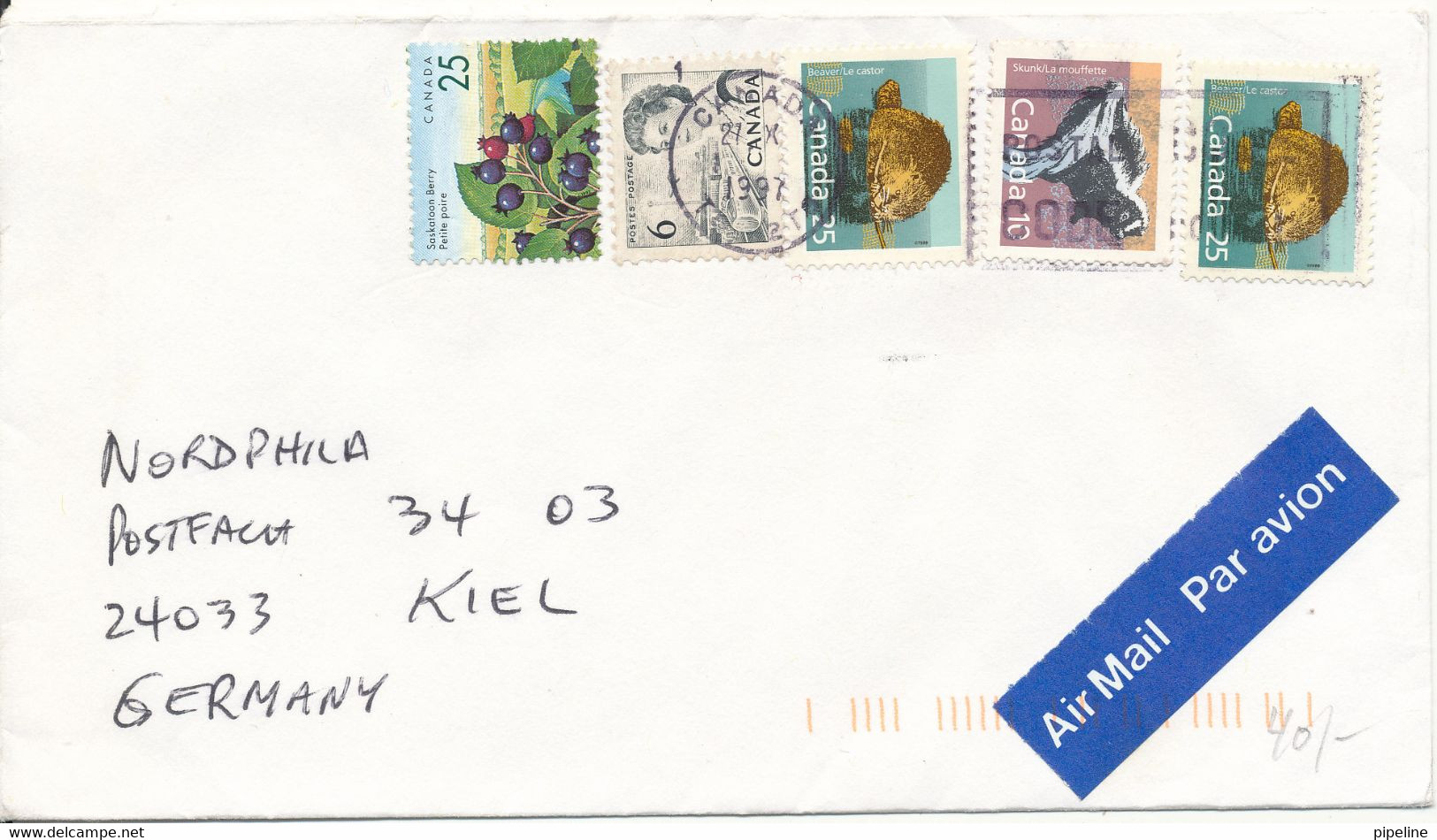 Canada Cover Sent To Germany 27-10-1997 Topic Stamps - Briefe U. Dokumente