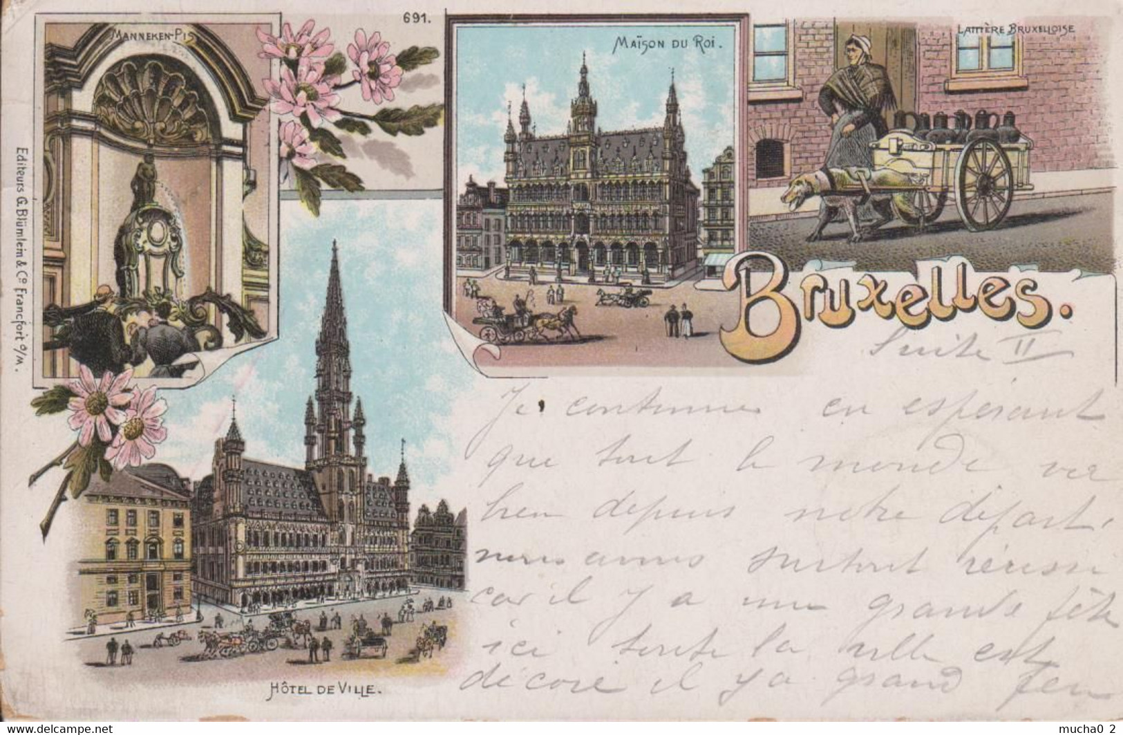 BRUXELLES - LITHO 4 VUES - Multi-vues, Vues Panoramiques