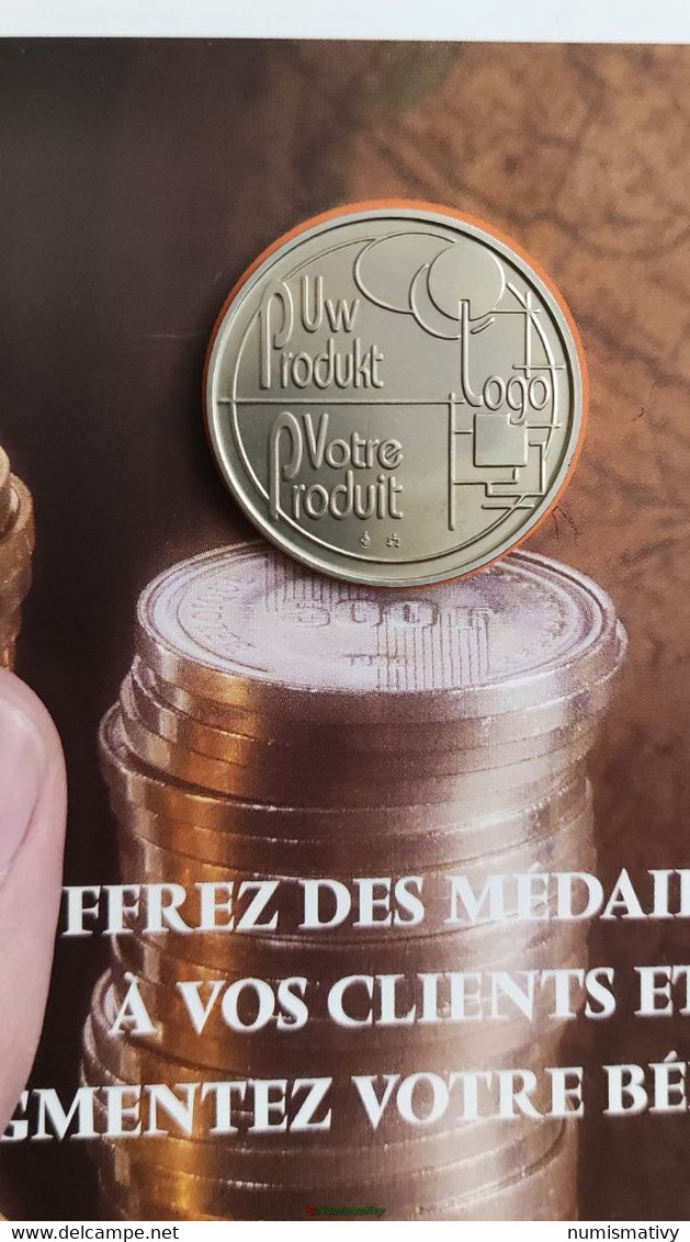 Plaquette Commerciale Médaille Belge Avec Jeton Uniface échantillon Belgique - Notgeld