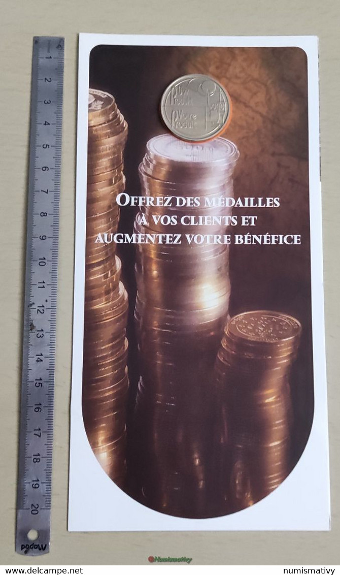 Plaquette Commerciale Médaille Belge Avec Jeton Uniface échantillon Belgique - Monetari / Di Necessità