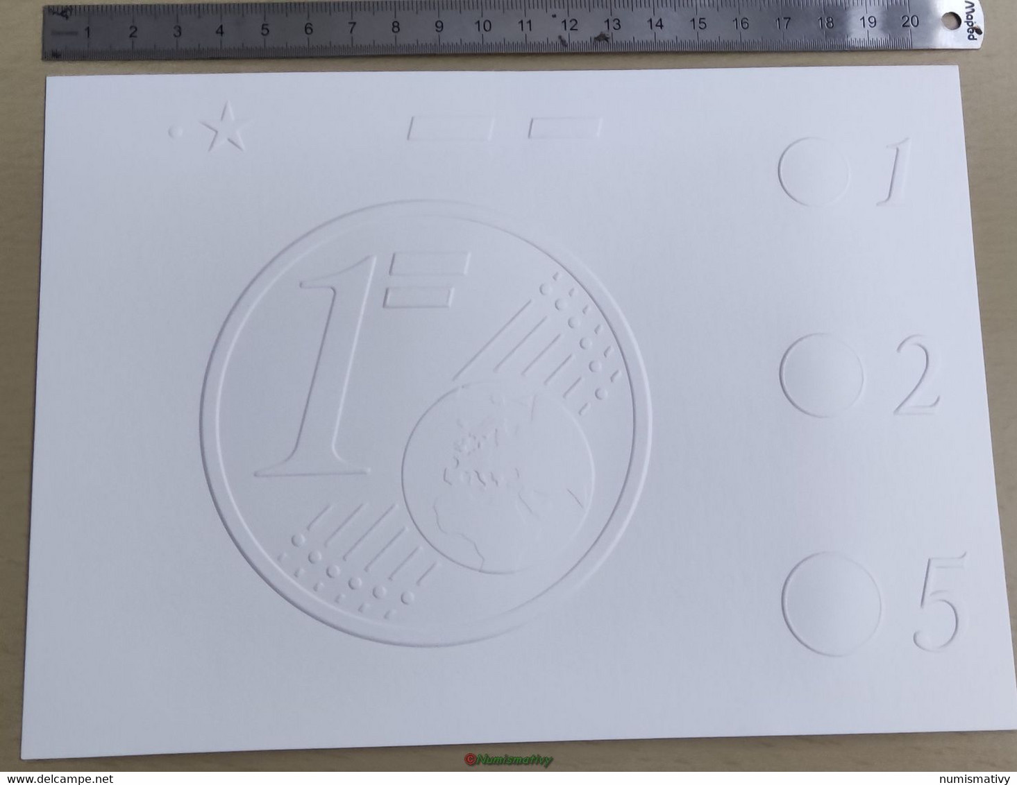 1 Cent EURO Page Prototype Du Livre Euro Tactile Des Training Token - Errors And Oddities