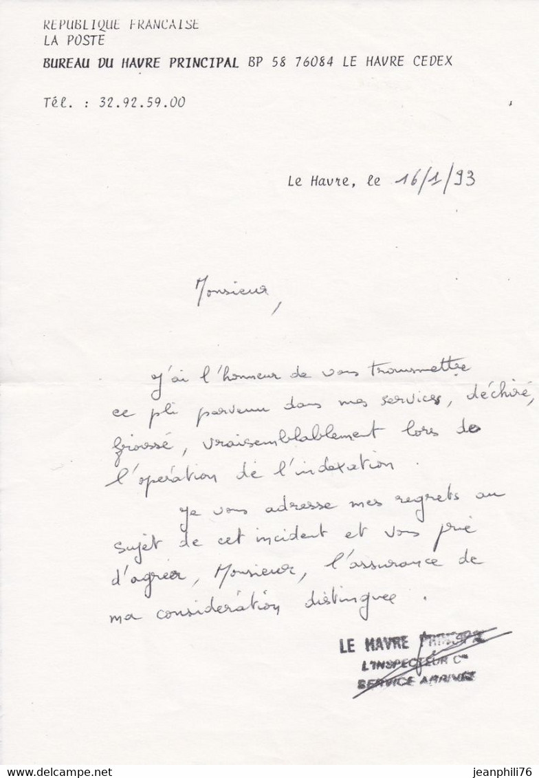 Toulon Pour Le Havre Au Verso Manuscrit "parvenu Ouvert à Toulon CT" Griffe Aviso Cdt De Pimodan 3 Scans - Lettres Accidentées