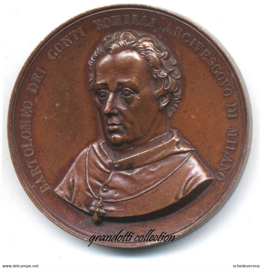 BARTOLOMEO DEI CONTI ROMILLI 1847 NUOVO ARCIVESCOVO DI MILANO MEDAGLIA RINZI - Adel