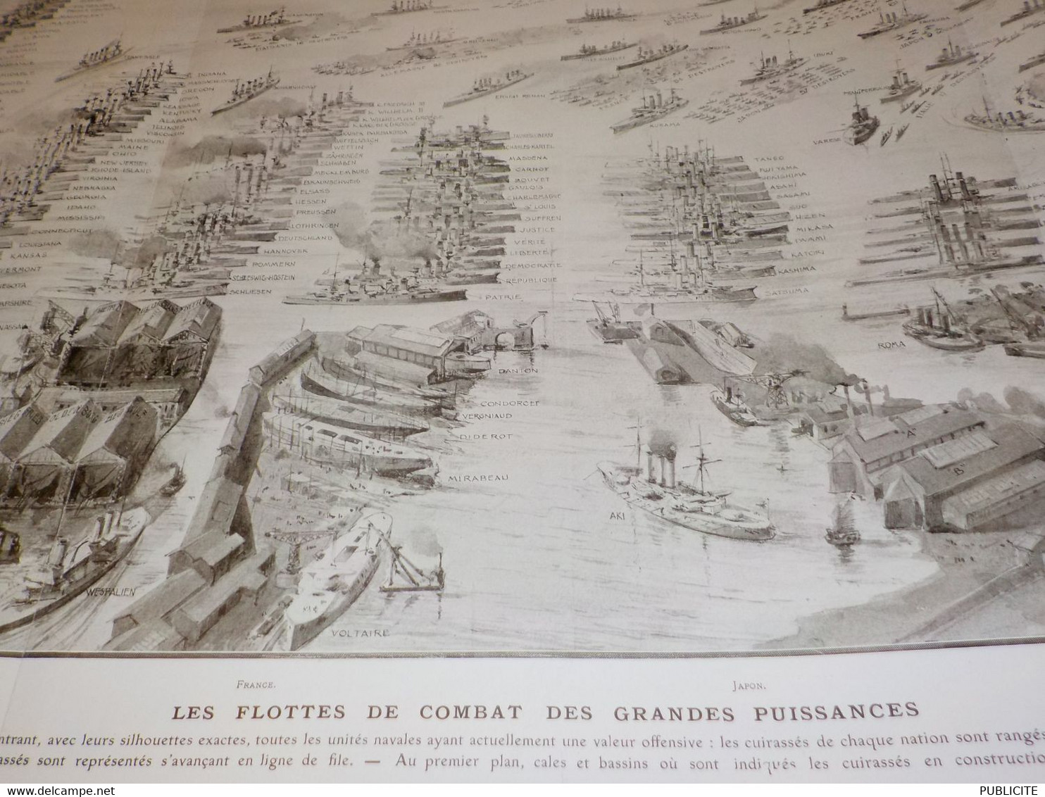 GRAVURE  LES FLOTTES DE COMBAT DES GRANDES PUISSANCES 1909 - Boats