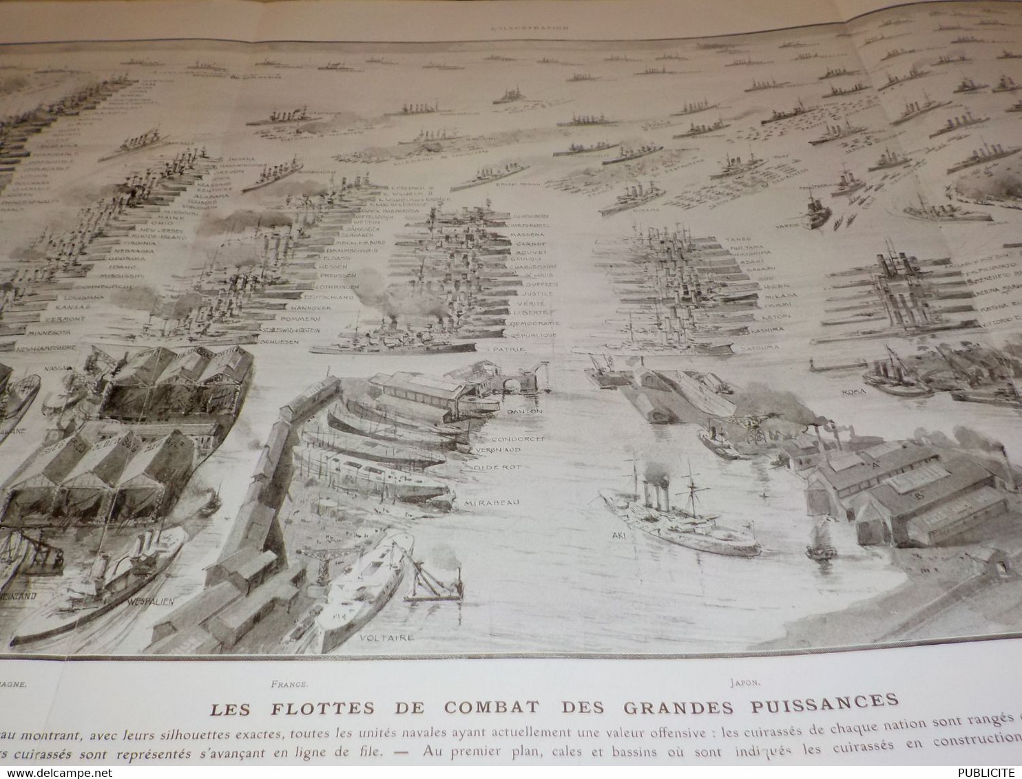 GRAVURE  LES FLOTTES DE COMBAT DES GRANDES PUISSANCES 1909 - Barcos