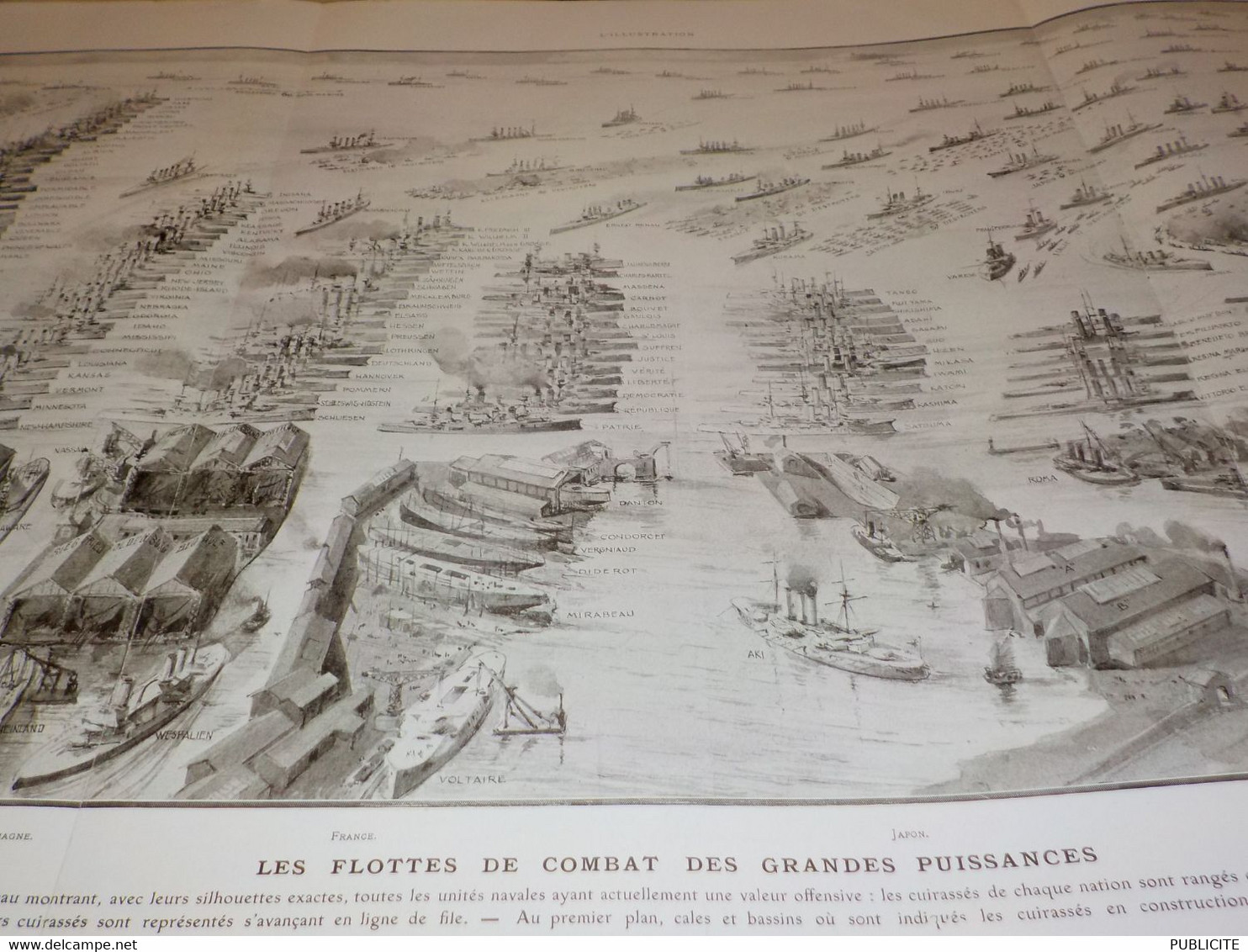 GRAVURE  LES FLOTTES DE COMBAT DES GRANDES PUISSANCES 1909 - Bateaux