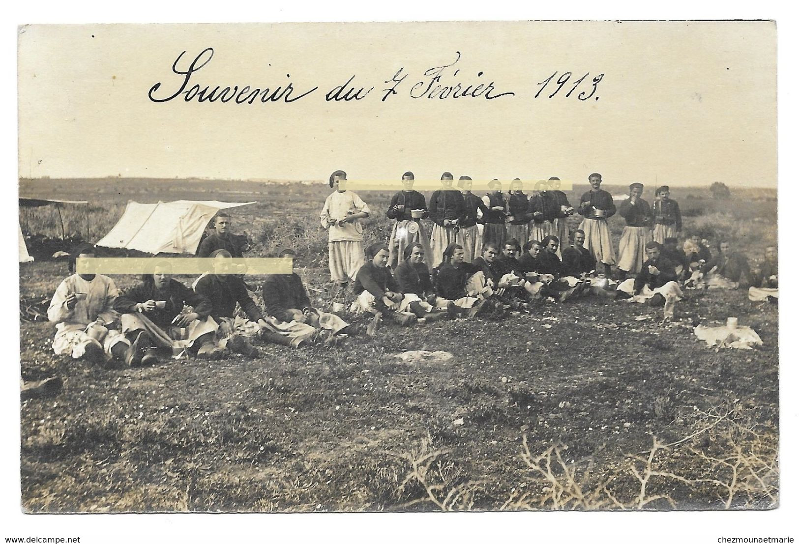 1913 TUNIS - ANTOINE TESSEYRE 4E ZOUAVES DE LA CASERNE SAUSSIER - CARTE PHOTO TUNISIE - Regimenten