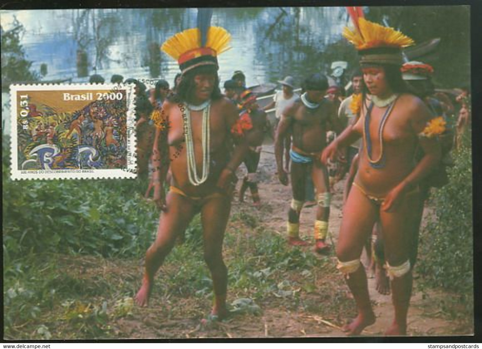 Brèsil Brasil Carte Maximum Indiens Du Brèsil 500 Ans Découverte Cabral 2000 Brazil Indians 500 Years Discovery - Tarjetas – Máxima