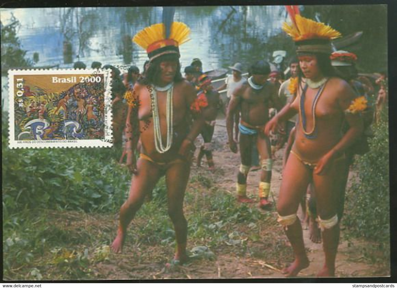 Brèsil Brasil Carte Maximum Indiens Du Brèsil 500 Ans Découverte Cabral 2000 Brazil Indians 500 Years Discovery - Maximum Cards