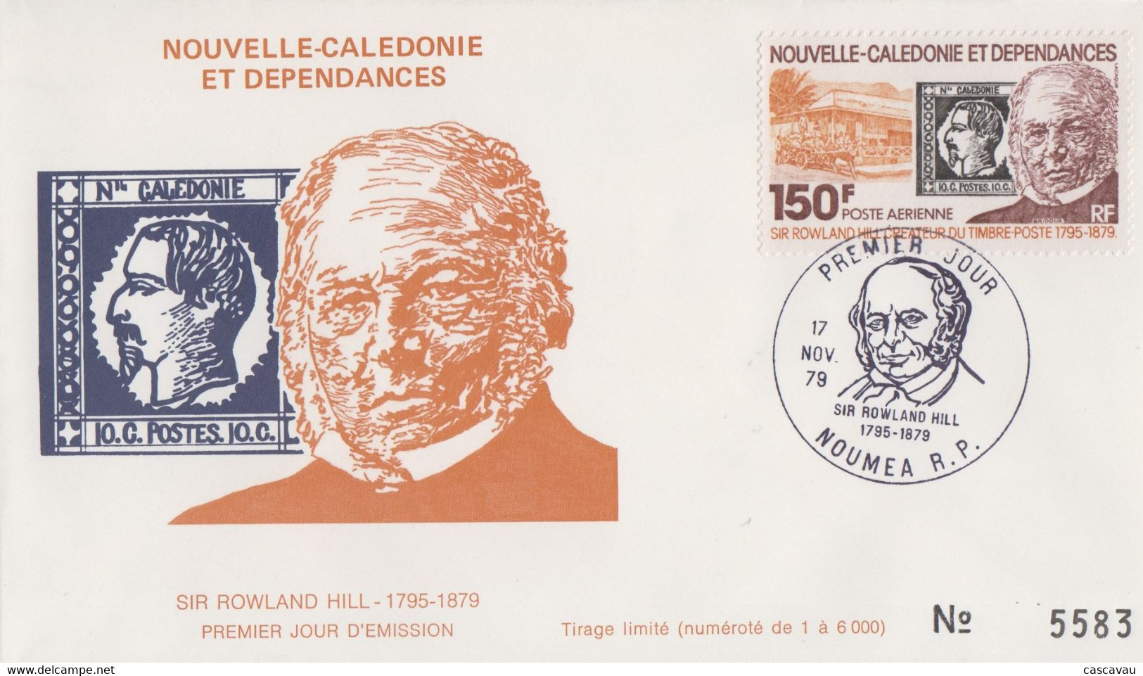 Enveloppe   FDC  1er Jour   NOUVELLE  CALEDONIE   Sir  Rowland  HILL   1979 - Rowland Hill