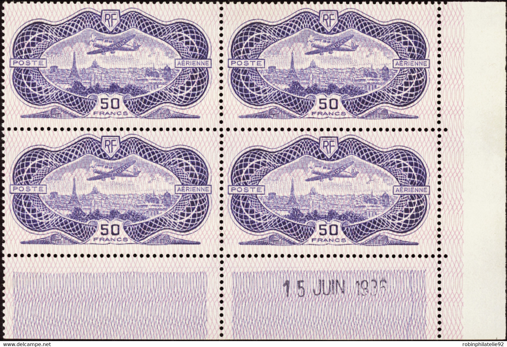 FRANCE  COINS DATES P. AERIENNE N°15 50f Burelé 15 Juin 1936 Qualité:** Cote:8500 - Altri & Non Classificati