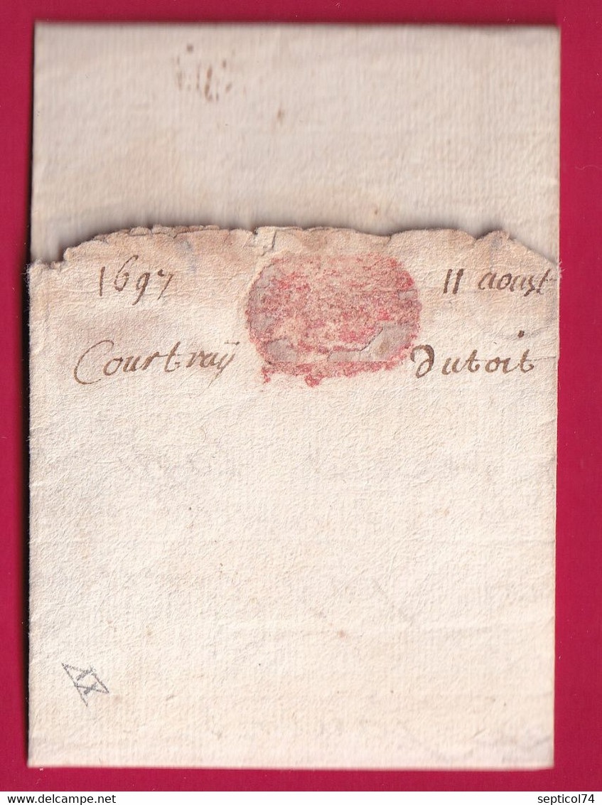 MARQUE MANUSCRIT DE COUTRAY BELGIQUE 1697 POUR LILLE FRANCE NORD LETTRE COVER - 1621-1713 (Pays-Bas Espagnols)
