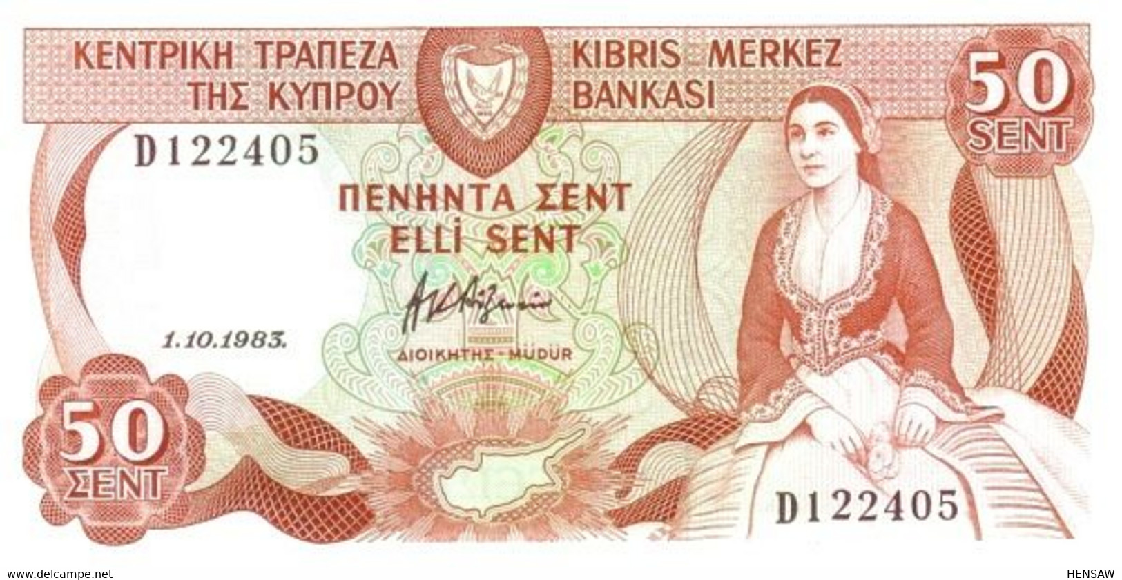 CYPRUS CHIPRE 50 SENT 1983 P 49 UNC SC NUEVO - Zypern