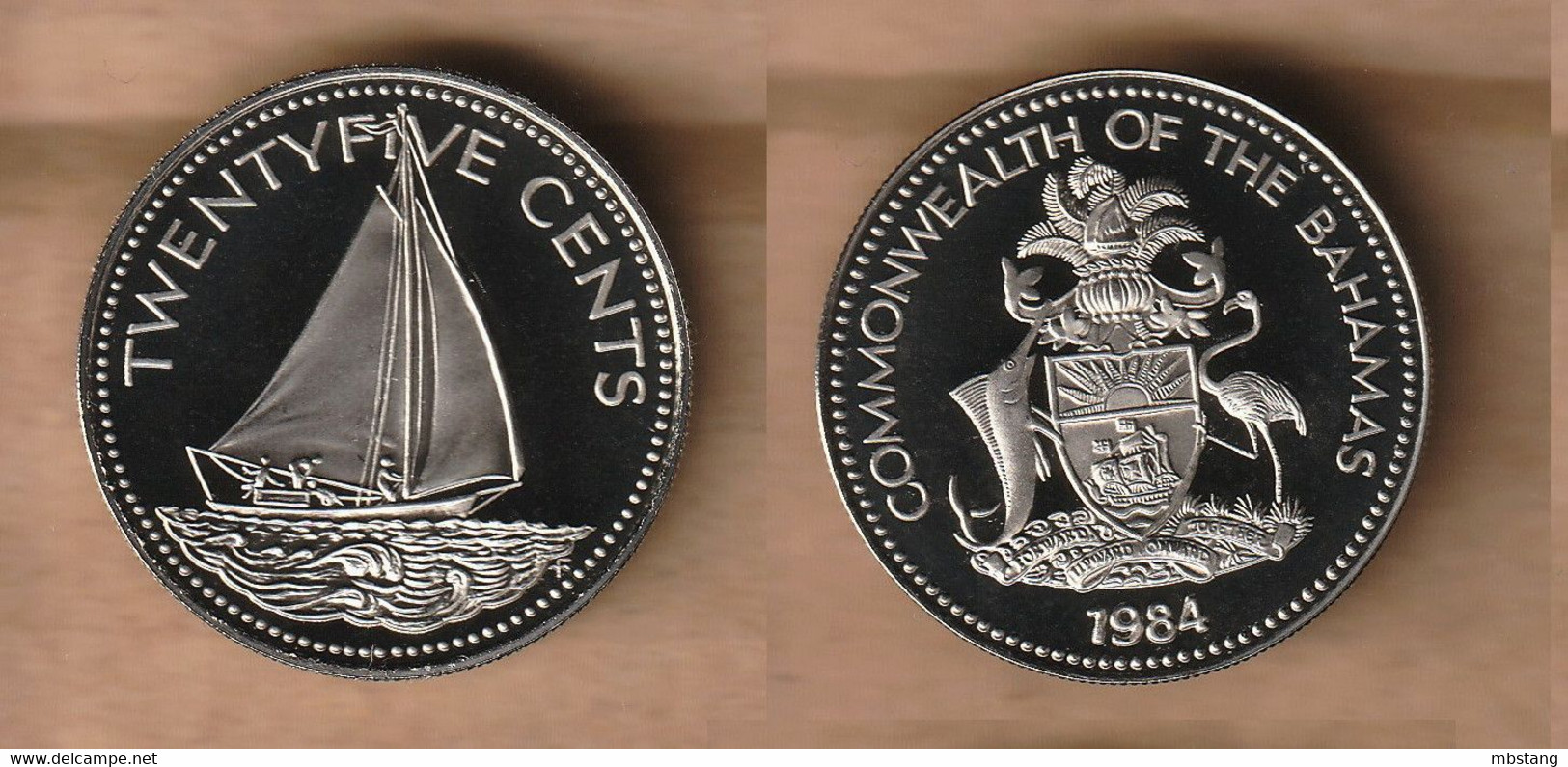 BAHAMAS  25 Cents  1984 PROOF  25 Cents • 6.9 G • ⌀ 24.26 Mm KM# 63.1 - Bahamas