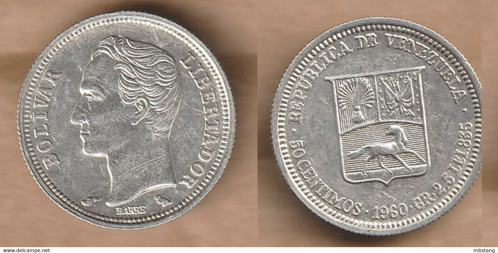 VENEZUELA  50 Céntimos 1960 Silver (.835) • 2.5 G • ⌀ 18 Mm Y# 36a, - Venezuela