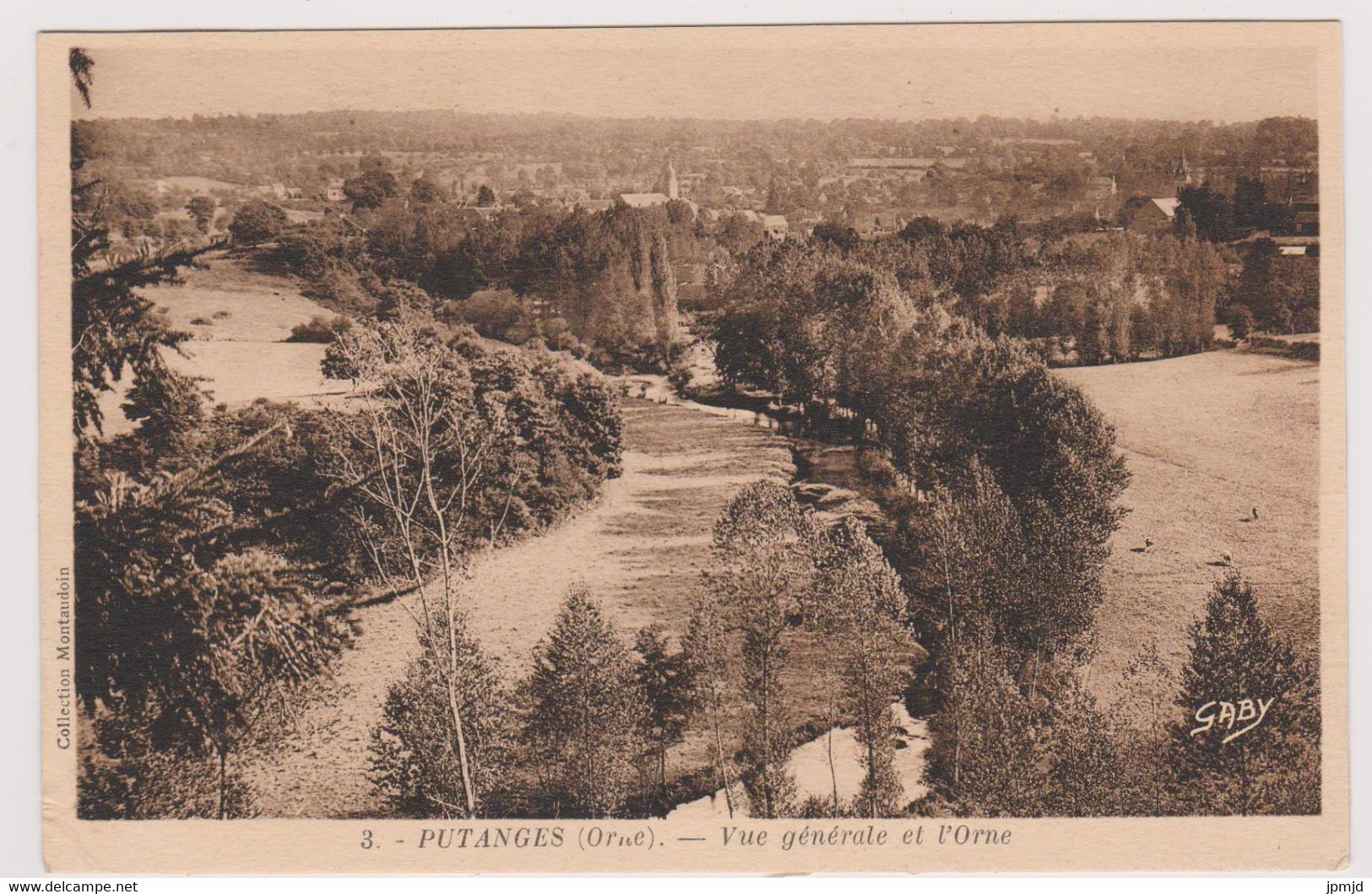 61 - PUTANGES - Vue Générale Et L'Orne - Collection Montaudoin, Putanges, éd. Gaby Artaud N° 3 - 1939 - Sépia - Putanges