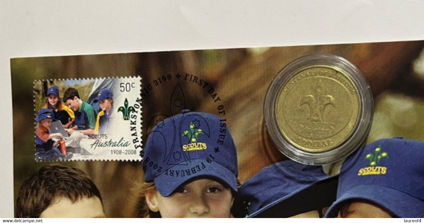 (2 N 35 A) Scout Maxicard 2008 With Matching 2008 Scout $ 1.00  Coin - Dollar