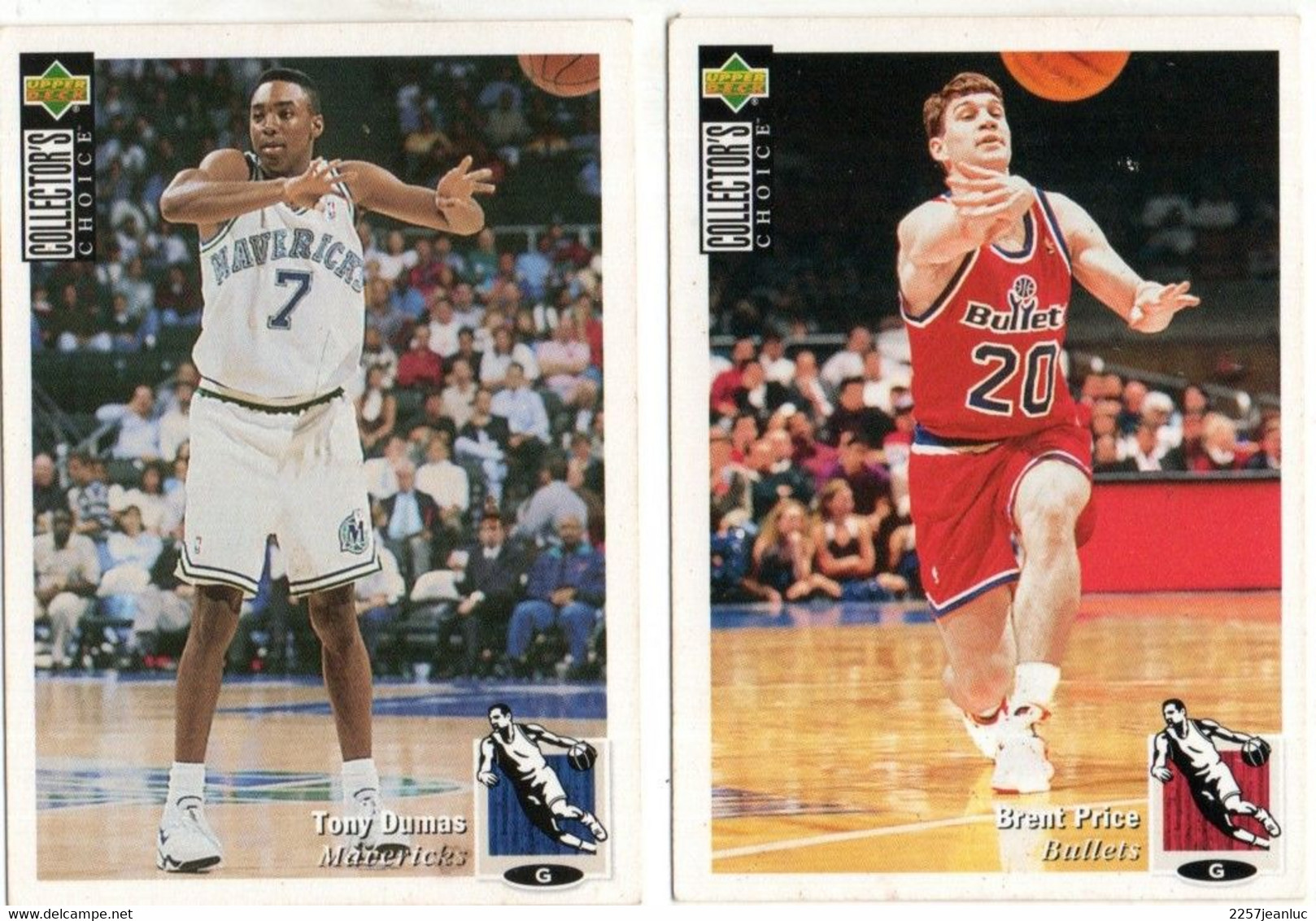 2 Cartes Pamini Club Basket Ball *  N; 227 Tony Dumas Macericks & 320 Brent Price Bullets .. - Basket-ball