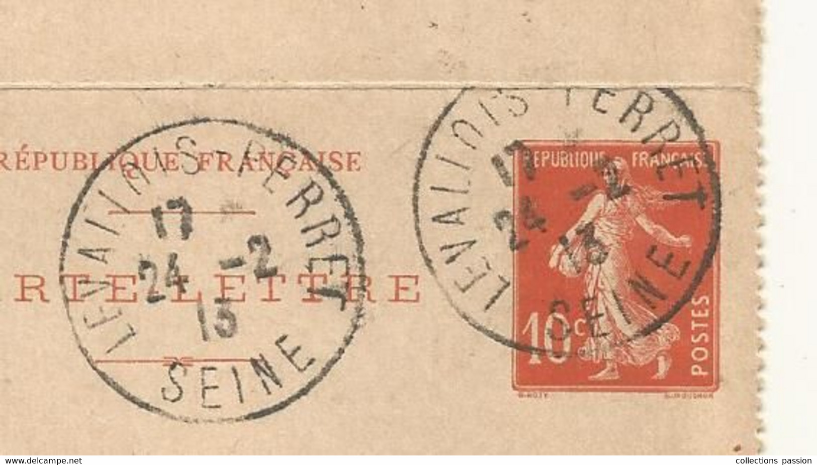 CARTE-LETTRE, Entier Postal, LEVALLOIS PERRET,  SEINE, Pour AUXERRE  1913, 2 Scans - Kaartbrieven