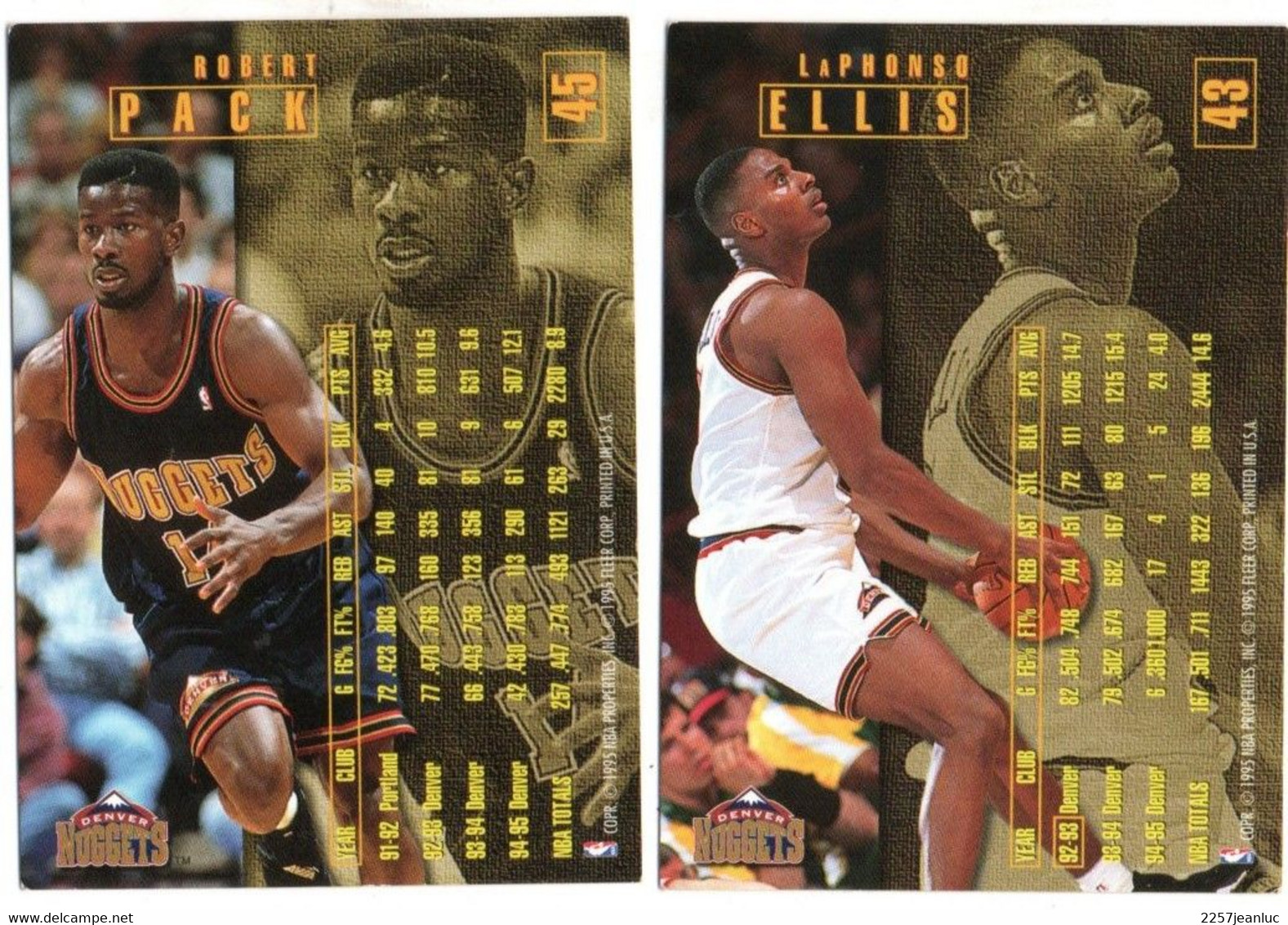 2 Cartes Panini   Basket Ball Denver Nuggets*  Laphonso Ellis & Robert Pack* Fleer /1995.1996 - Basketball